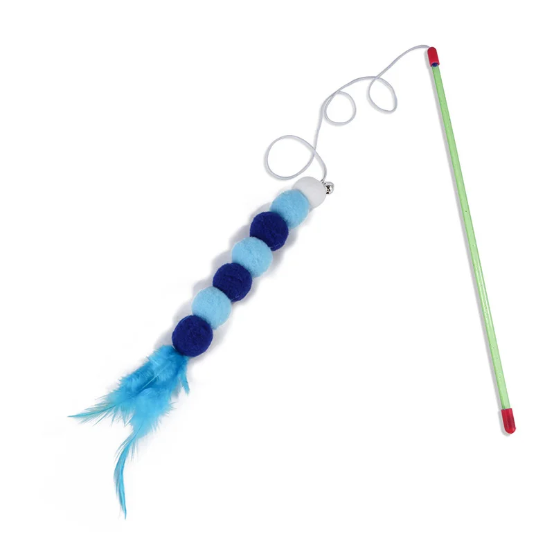 1PC Teaser Feather Toys Kitten Funny Colorful Rod Cat Wand Toys Plastic Pet Cat Toys Interactive Stick Pet Cat Supplies DropShip 