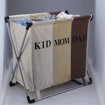 

X-shape Foldable Dirty Laundry Basket Organizer Collapsible 3 Grids Dirty Clothes Storage Waterproof Large Laundry Hamper