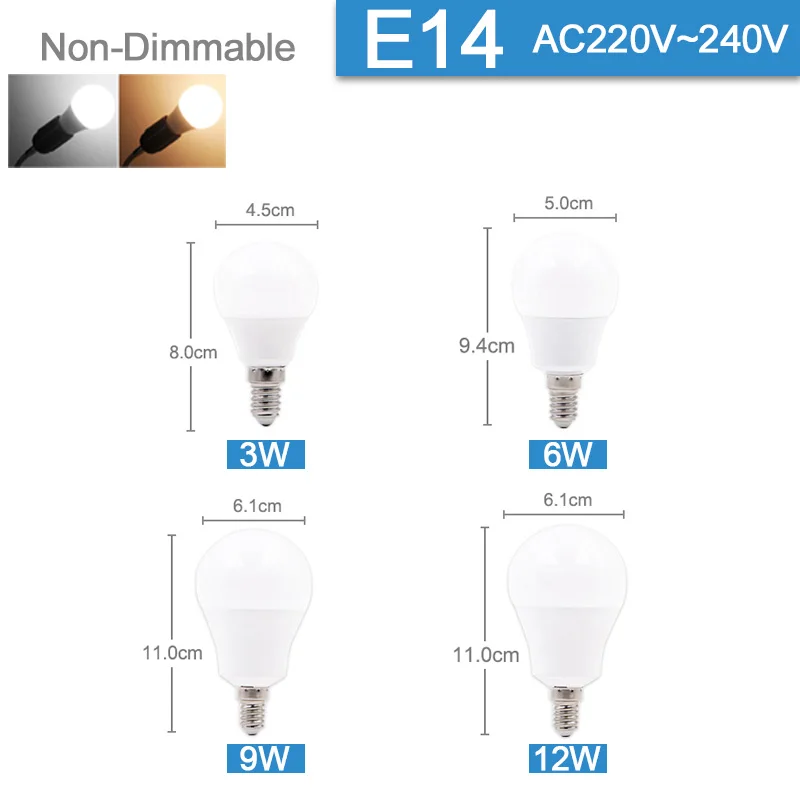 E27 E14 Светодиодный лампа светодиодный светильник 3 Вт, 6 Вт, 9 Вт, 12 Вт 16 Вт AC 220V 240V SMD2835Corn лампа светодиодный лампада Bombilla ампулы для домашнего украшения - Испускаемый цвет: E14 LED Bulb