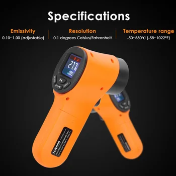

Infrared Thermometer Thermal Imager Handheld Digital Electronic Car Temperature Non-Contact Hygrometer HW550 Industrial