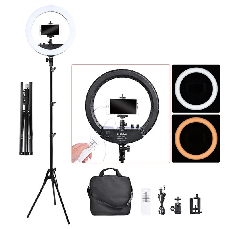 fosoto FT-240RL Photographic Light Ring lamp 240Pcs led Ring Light With Tripod Remote RingLight For Camera Phone Photo studio