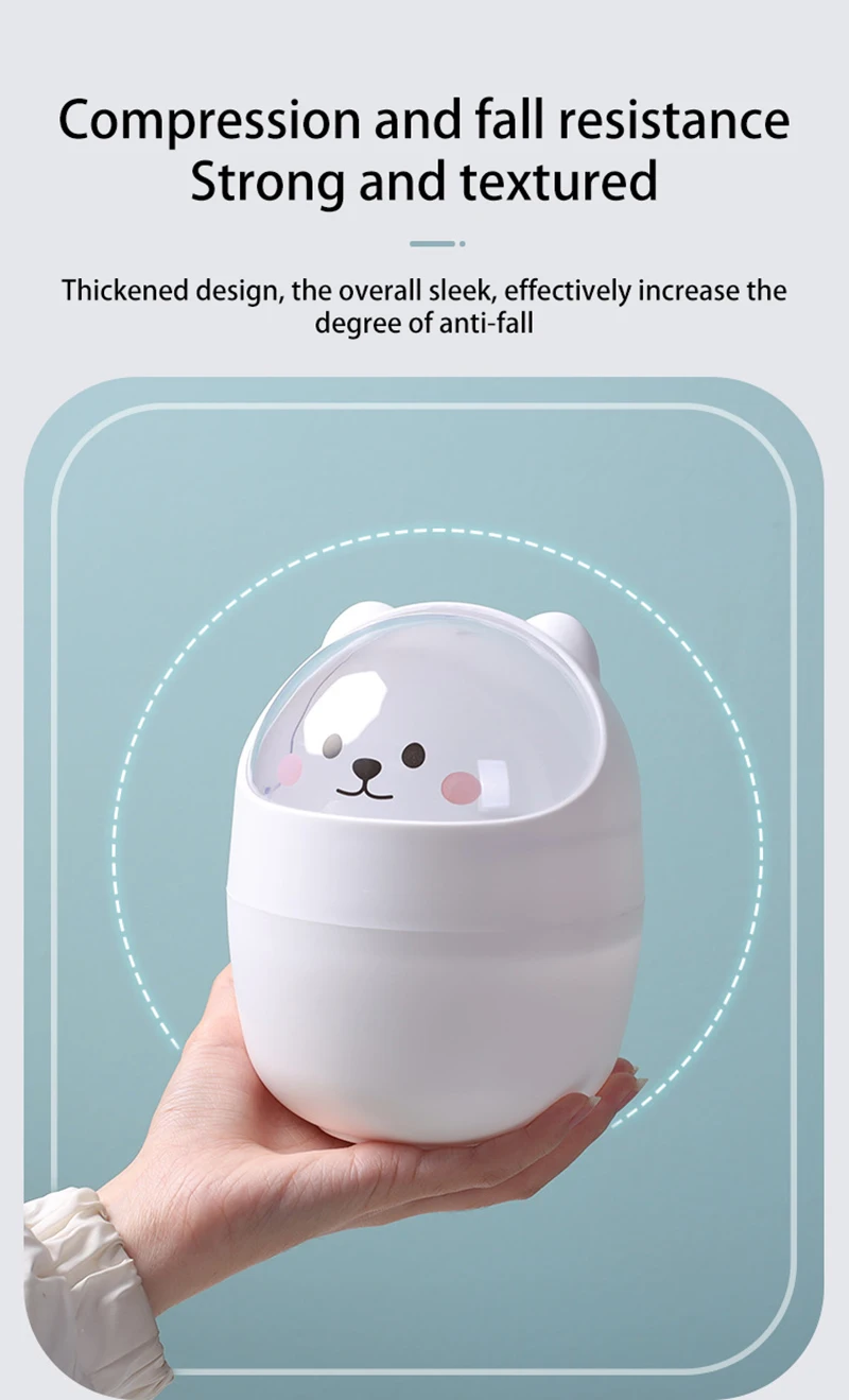 Rocking Lid Design Multifunctional Storage Bin Cute Desktop Cartoon Mini Trash Can Creative Decoration Home Daily Necessities