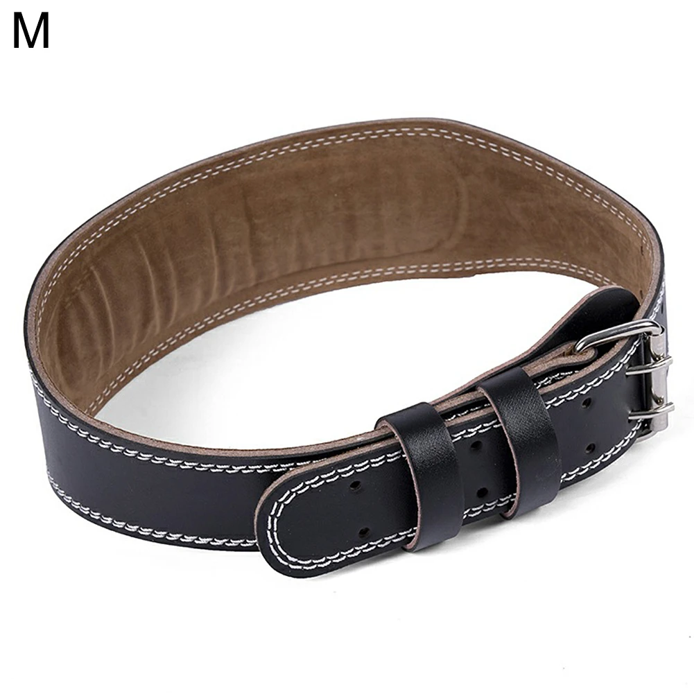 Black Leather Weightlifting Belt Gym Fitness Crossifit Dumbbell Barbell Powerlifting Back Support Power Training Belt PU 10.8 CM - Цвет: Black