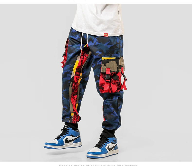 LAPPSTER-Молодежные камуфляжные штаны-карго, мужские комбинезоны 2019, мужские мешковатые цветные Джоггеры в стиле хип-хоп с большими карманами