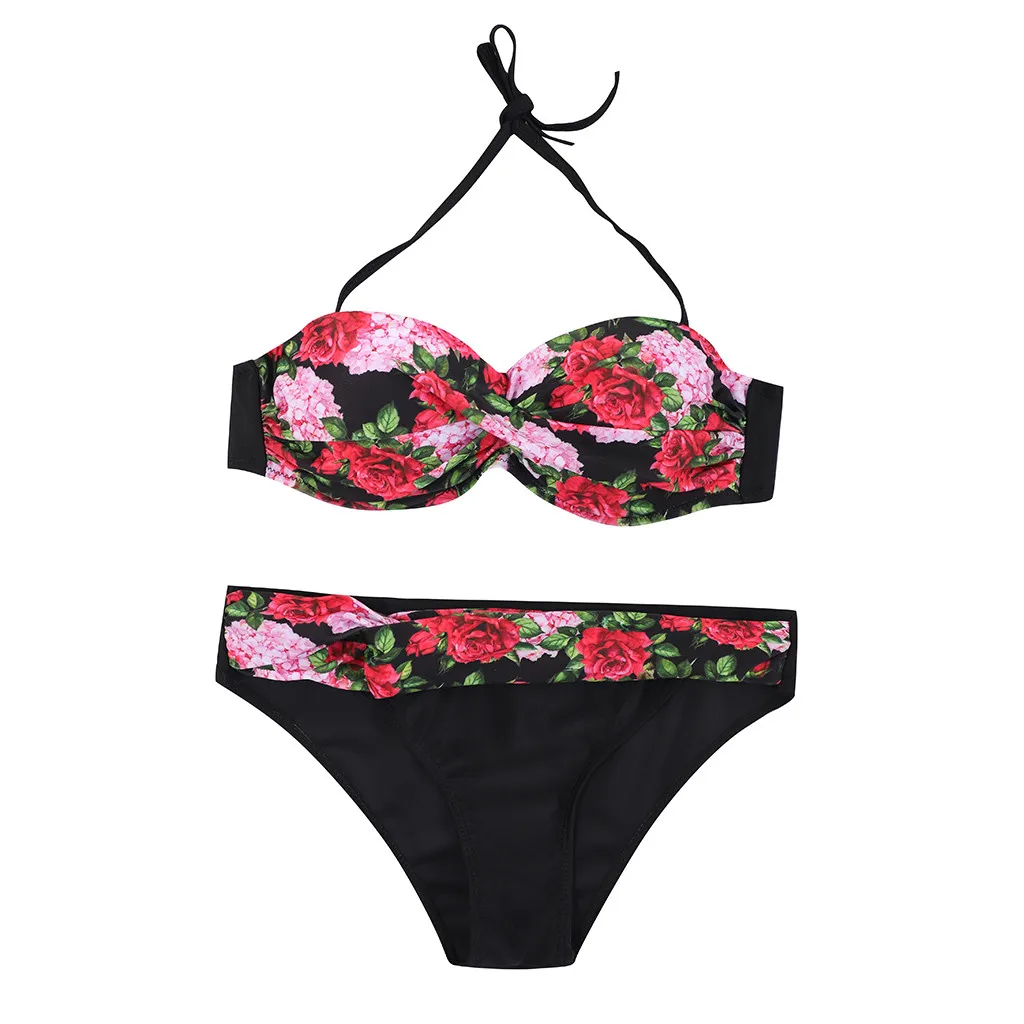 Women Swimwear Sunflower Print Beachwear Bikini Swimsuit Bathing Suit Women's Sexy Sunflower Peony Print Bikini Swimsuit