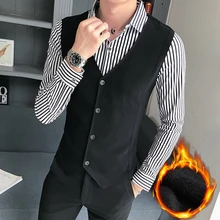 Мужская модельная рубашка, модные новые полосатые поддельные рубашки из двух частей, мужские облегающие рубашки с длинным рукавом, деловые повседневные мужские бархатные рубашки