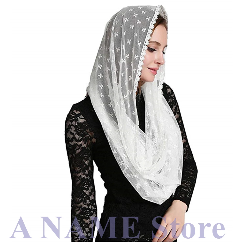 Круглая прямоугольная мягкая кружевная накидка Mantilla Catholique, вуали для церкви, латинских женщин, традиционная накидка на голову, Velos novia