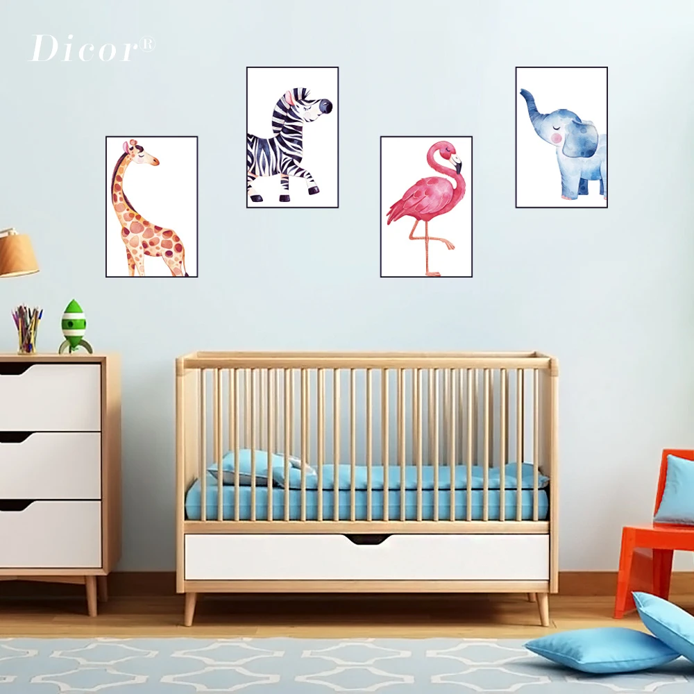 

Cartoon Frame Painting Wall Sticker Animals For Baby Room QT1280KJ-3BB