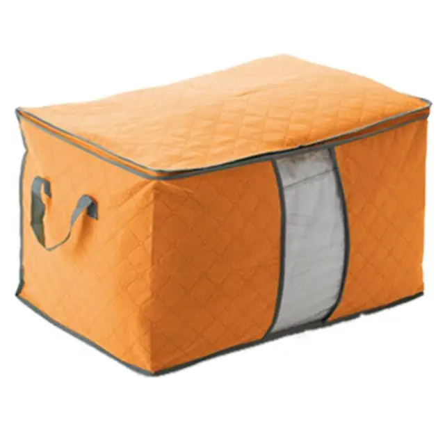 Нетканый тканевый складной ящик для хранения грязной одежды для сбора чехол на молнии для игрушек стеганая коробка для хранения прозрачный оконный Органайзер - Цвет: 60x42x36cm Orange