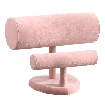 

Stand Double-Tier Jewelry Display Velvet Bracelet Bangle Watch T-bar Rack Jewelry Storage & Display
