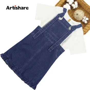 

Teen Girls Summer Clothing Lace Teenage Girls Clothing Blouse + Denim Jumpsuit Clothes For Girls Casual Style Kids Girl Clothes