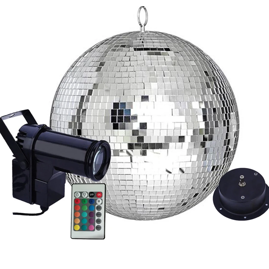 

Thrisdar Remote Control LED RGB Beam Pinspot Light With Reflective Mirror Ball Light With Motor Party Wedding Disco Ball Light