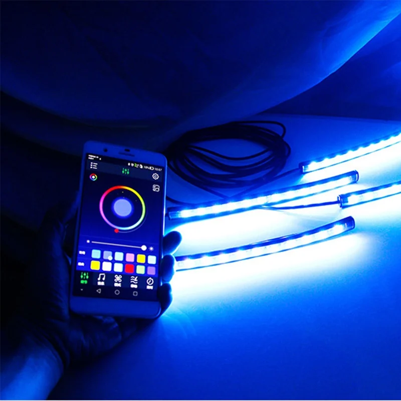 Автомобильная RGB Светодиодная лента, звуковой светильник с дистанционным управлением, под светодиодную ленту, светильник s, 7 цветов, ламповая система днища, неоновый светильник на шасси, комплект