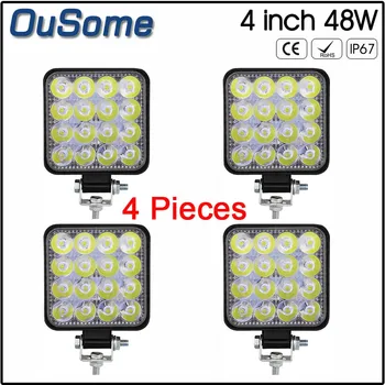 

4Pcs 12V LED Car Work Light Flood Beam Bar Car SUV ATV Off-Road Driving light IP68 48W Spot Flood 4x4 led SUV DRL Fog Lamp