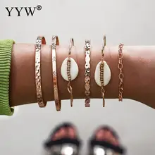 Модный женский браслет золотистого цвета, Браслет-манжета, открытый корпус, женские повседневные браслеты, браслет armbenden voor vrouwen, 6 шт