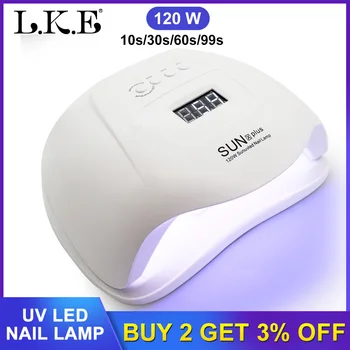 

LKE 120W Nail Dryer UV Led Nail lamp For Manicure Pecicure Tools All Gels LCD Display 10/30/60/99s Timeing Infrared Sensing