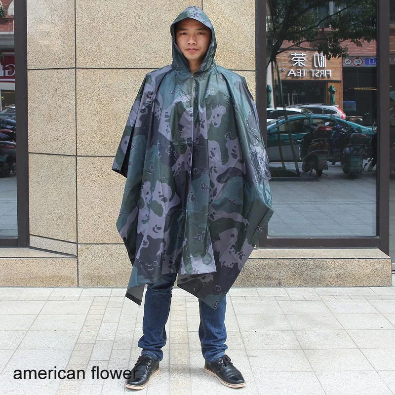 american flower Три в одном, для мужчин и женщин, военный, непроницаемый, для кемпинга, рыбалки, водонепроницаемый дождевик, товары для улицы, дождевик, для взрослых, камуфляжные плащи - Цвет: american flower