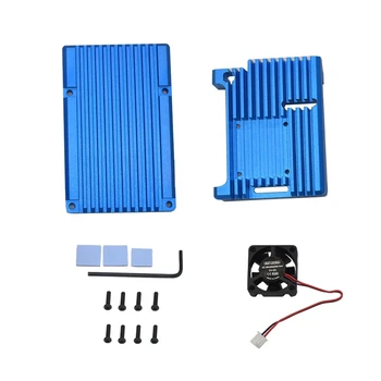 

for Raspberry Pi 4 Aluminum Alloy Case CNC Protective Cover Enclosure with Cooling Fan for Raspberry Pi 4 Model B