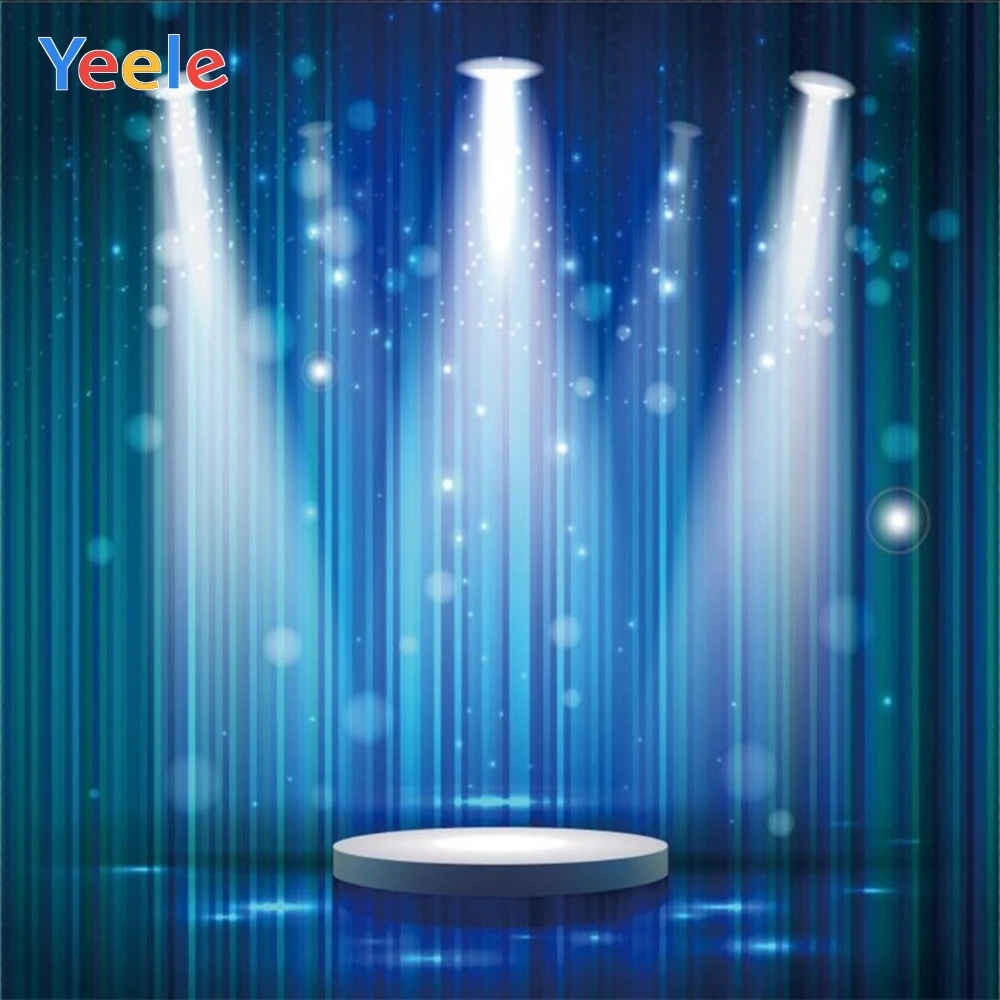 

Yeele Blue Stage Backdrop Polka Dots Light Bokeh Newborn Baby Shower Portrait Vinyl Photography Background For Photo Studio