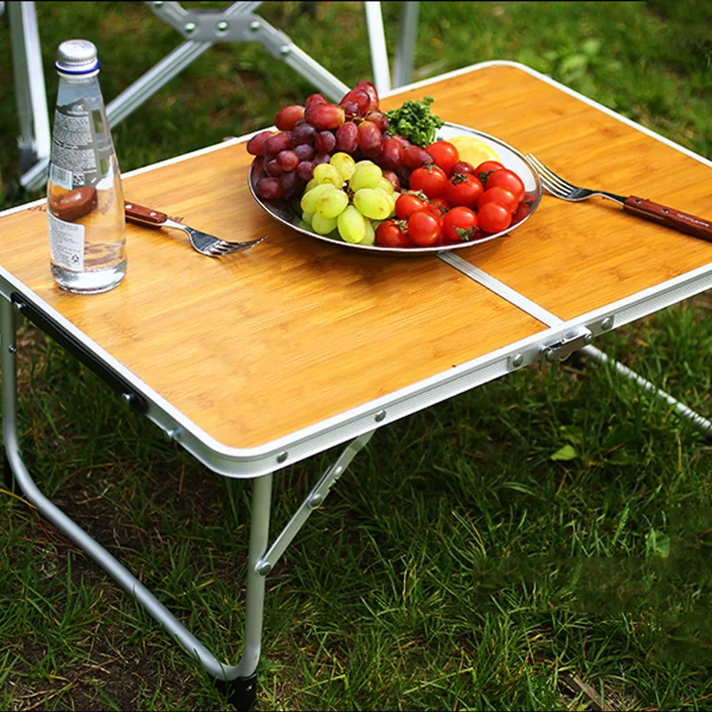 folding table outdoor camping bamboo board table portable picnic barbecue small table bed computer