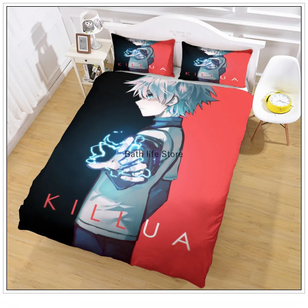 3D Print Anime Hunter X Hunter Bedding Set Hisoka Killua Zoldyck Character Cartoon Duvet Cover Set 2/3 Pcs Gift For Kids Boys 4