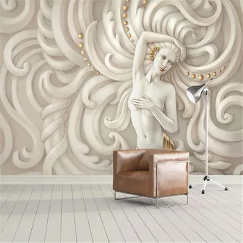 

milofi3d stereo relief beauty sculpture angel sexy woman background wall paper mural