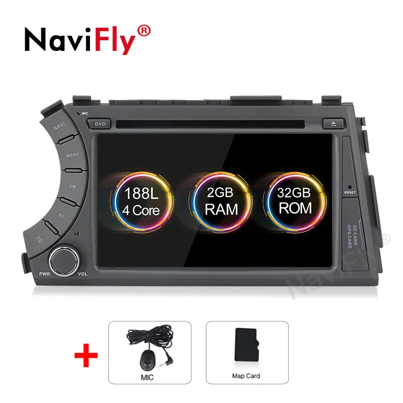 Car dvd NaviFly Android 9 DVD 2 ГБ+ 32 ГБ AV выход автомобильный gps для Ssang yong Ssangyong Actyon Kyron dvd-плеер Радио экран приемник - Цвет: Car dvd