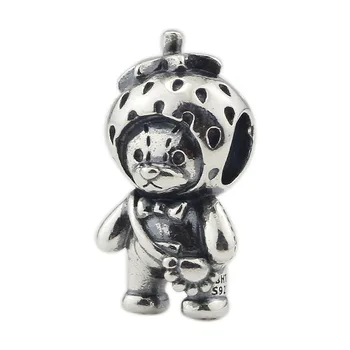 

Genuine 925 Sterling Silver Strawberry Bear Charm Beads Fit Original Brand Bracelet Jewelry Vintage Bead for Jewelry Making