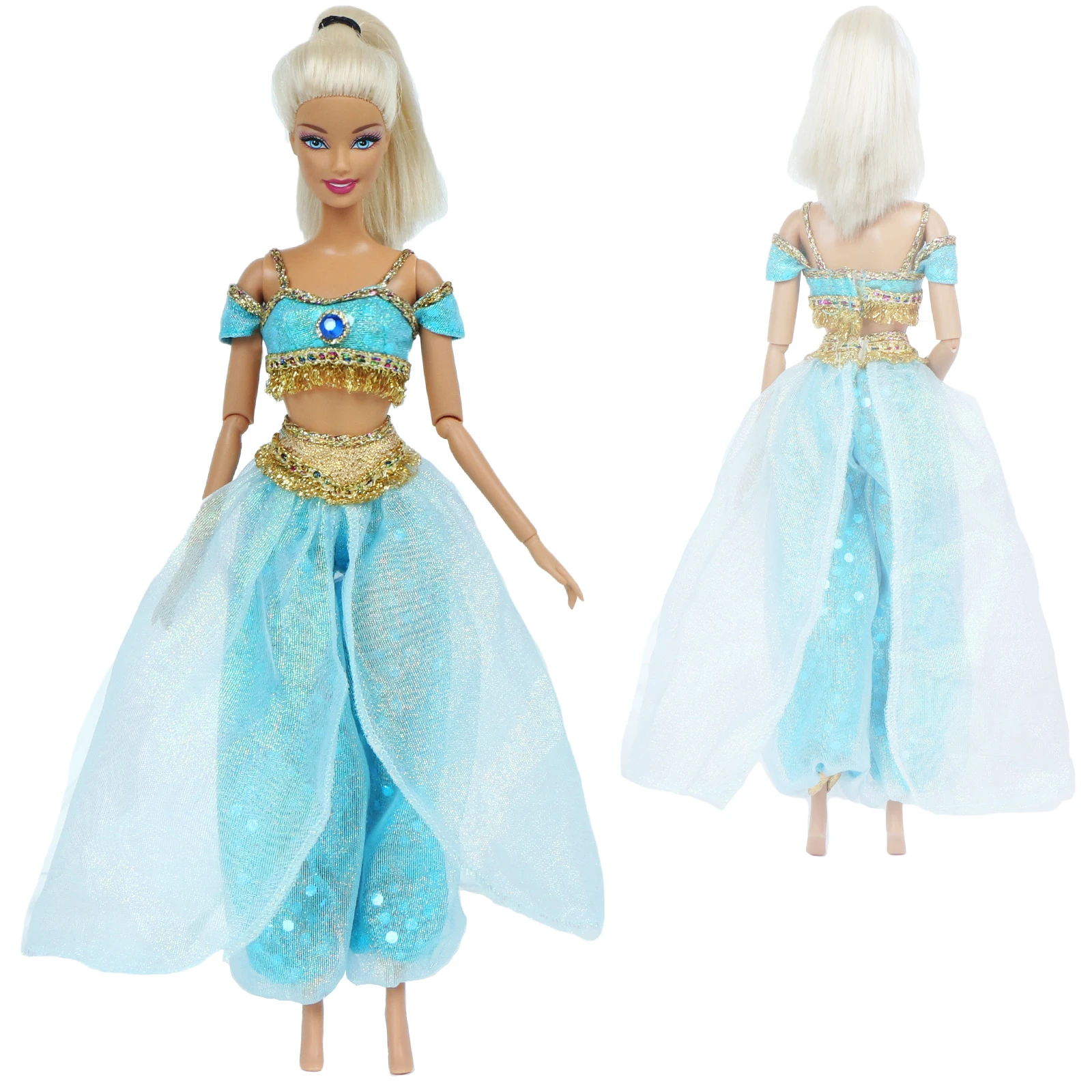 Высокое качество Кукла наряд копия Алладин Принцесса Жасмин Роскошная вышивка топ+ брюки Одежда для Барби аксессуары для кукол игрушки