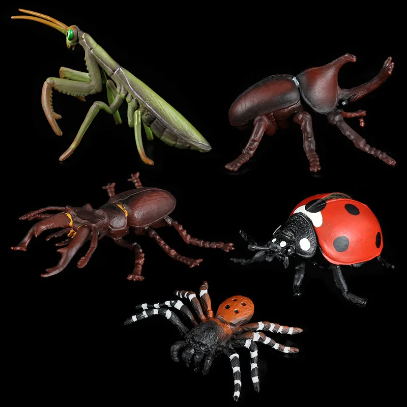Насекомое животное модель твердая Модель Детская игрушка 9-выбор Mantis паук Coccinella Septempunctata бабочка