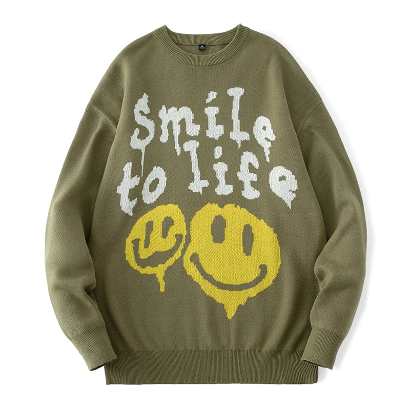 PROD 1005003156725240 Winter SMiley Face Knitted Sweater Men Pullover
Mens O-Neck Korean Fashions Hip Hop Sweaters Women Casual Harajuku
Clothes