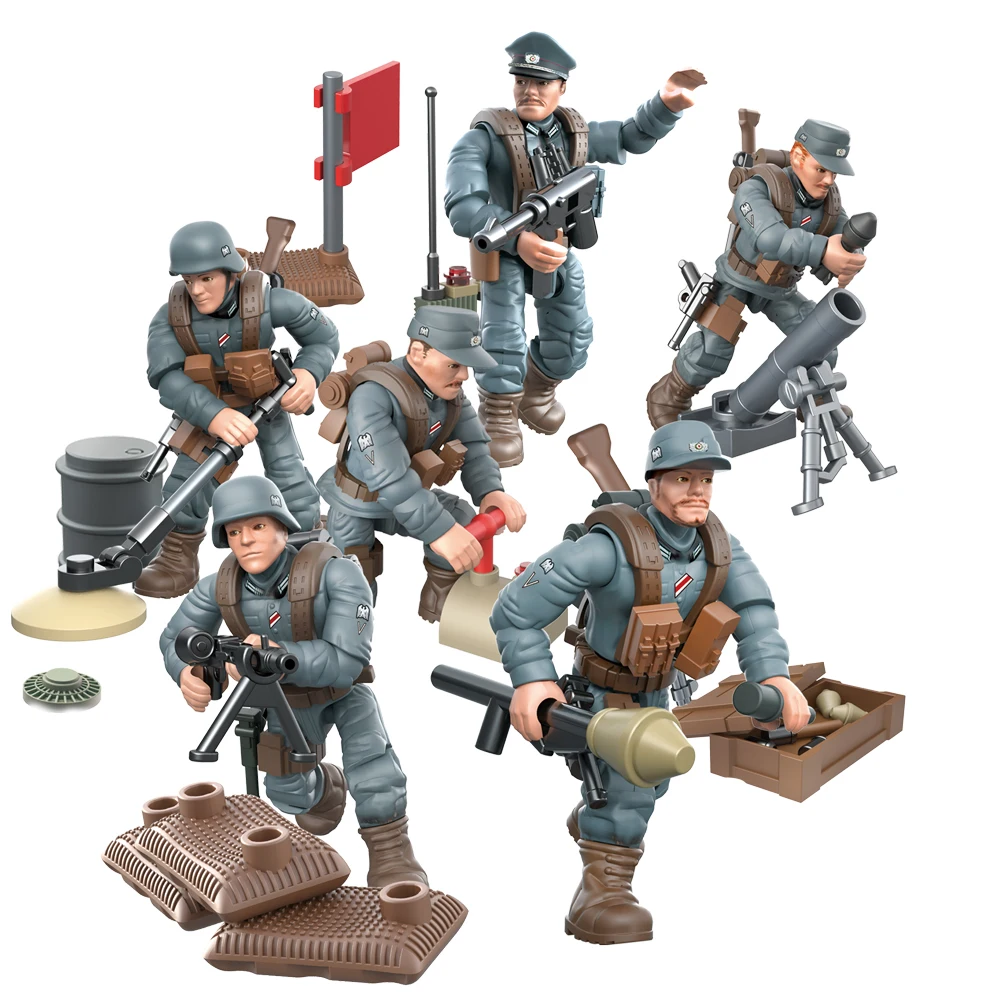 WW2 Военные Аксессуары для оружия строительные блоки США советские солдаты