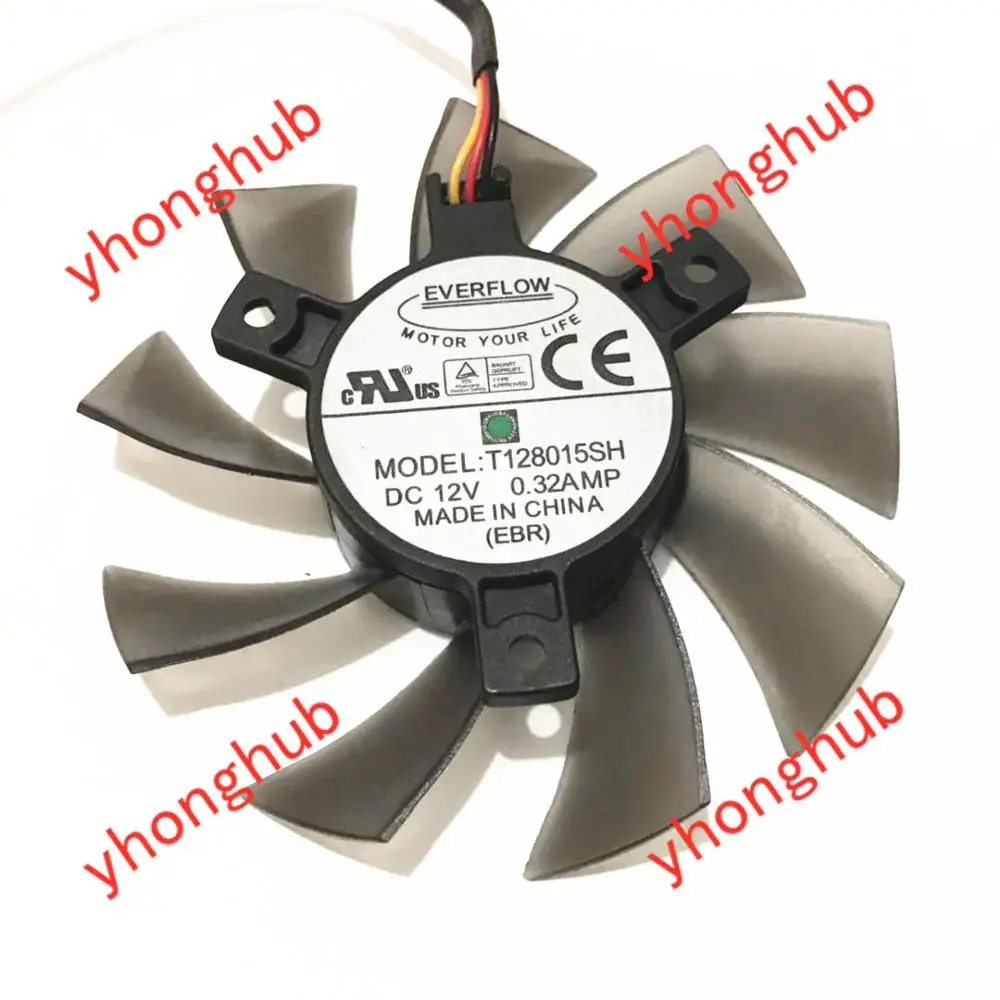 Everflow N240 N250 GTS240 250 GTS450 T128015SH Сервер охлаждающий вентилятор DC 12V 75X75X16mm 3 жильный|everflow