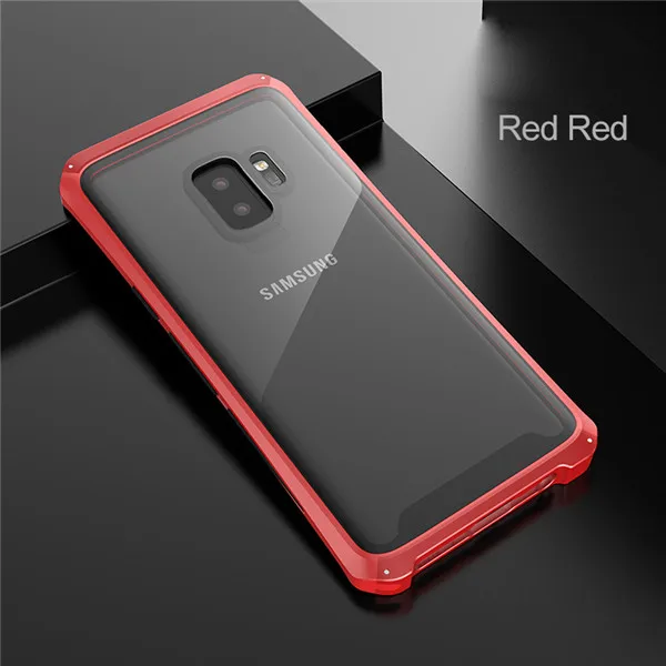 Red Red Роскошный металлический чехол S9 для samsung S9, металлический корпус, оправа закаленное стекло, защита от падения, чехол для samsung Galaxy S9, защитный чехол, Funda - Цвет: Red Red