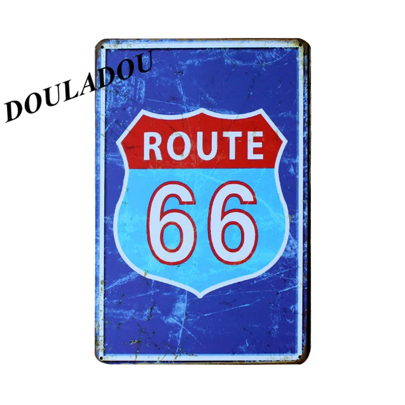 [Douladou] США Route66 Винтаж окрашивание металла декор Бар Кафе Декор отеля Ретро Винтаж вечерние плакат рисунок номер Декор 20x30 см