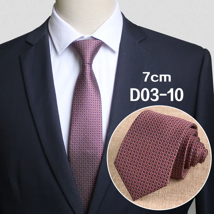 Новые Классические Стильные мужские галстуки на шею 7 см клетчатые полосатые галстуки для мужской формальный деловой роскошный свадебные галстуки - Цвет: D03-10