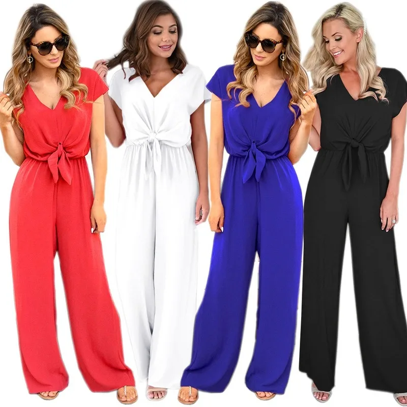 

2020 Cross-Border Women's Summer New Strap V-neck Casual Slim Pants + Short-Sleeved Hoodie with Sleeves Suit