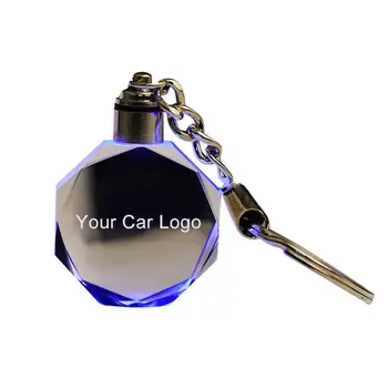 

New 35 Models Luminous Key Chain Logo LED Cut Glass Car Logo Key Ring Holder Audi VW Benz Ford BMW Car Interior Accessories Hot