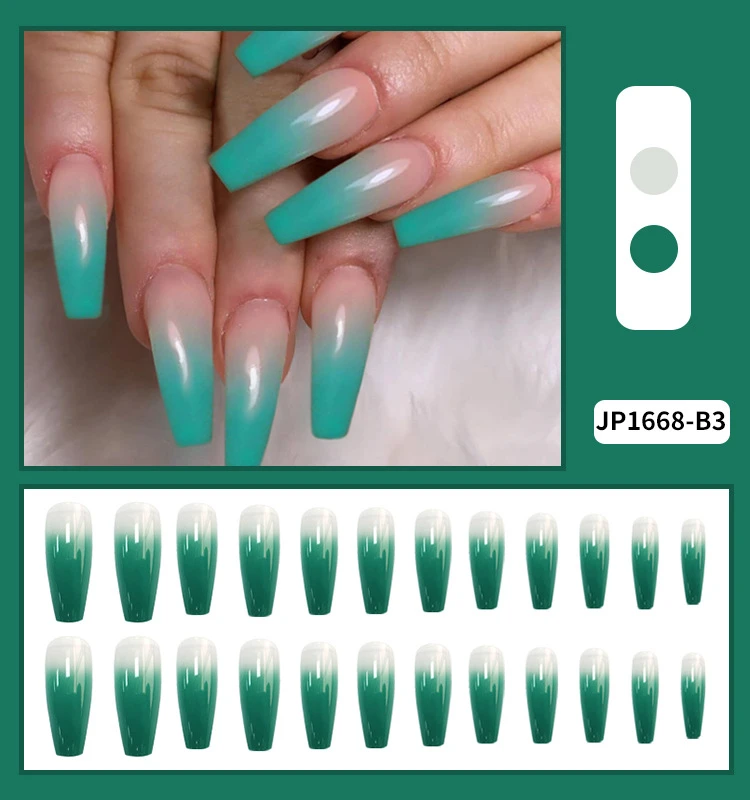 Parches de manicura para uñas postizas, parche de uñas de color turquesa,  larga duración, ahorro de tiempo, 24 unidades, SK88|Gel de uñas| -  AliExpress