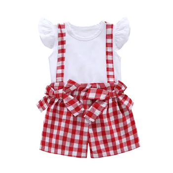 

Toddler Newborn Baby Kids Girl Summer Clothes white Tops T-shirt+Bib Pants Outfit 2PCS 2020 New 30