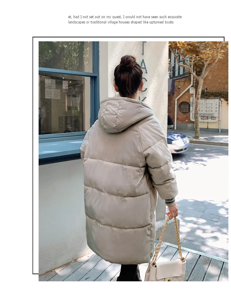 Ozhouzhan, стиль, корейский стиль, средней длины, пуховик, хлопковая стеганая одежда, с капюшоном, свободный крой, с застёжкой, для студентов, хлопковая подкладка