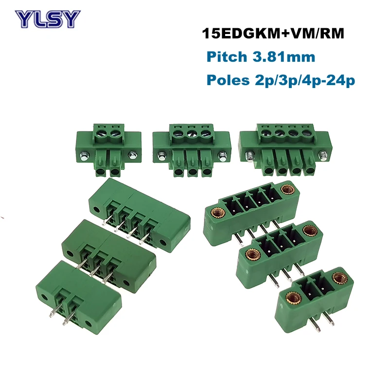 Pluggable do Bloco Terminal do Pwb do Passo 3.81mm do Parafuso de 30 15edgkm + vm Conector Pces Macho Fêmea Morsettiera 2 1010pin rm Bornier - 1 Blocos de terminais