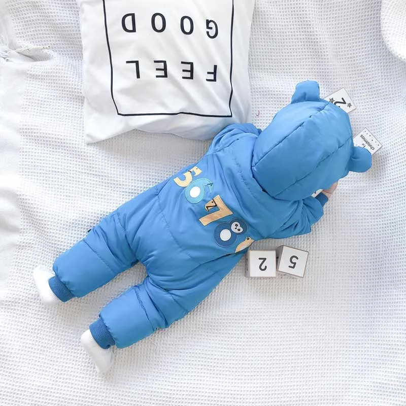 Thick Infant One-Pieces Romper for Boy Girls Hooded Outdoor Jumpsuit Soft Autumn Winter Baby Thicken Warm Clothes Rompers