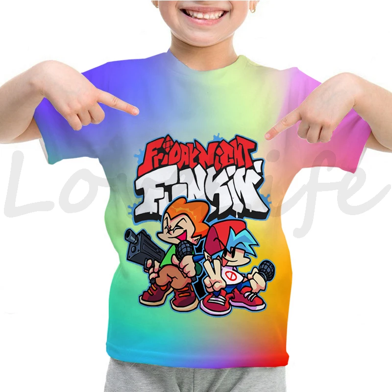 thumbnail image 1 of Camiseta de Friday Night Funkin para niños, camisetas de dibujos animados del juego FNF para niñas, camisetas de manga corta de verano, camisetas para niños, camisetas, 1 of 5