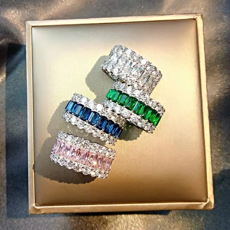 Модное 925 Серебряное кольцо с блестящим дизайном