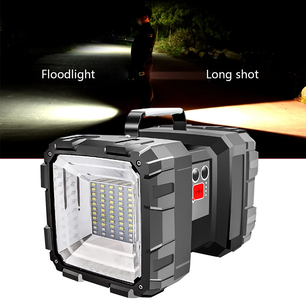 Brightest Double Head Flashlight Searchlight Built-in Battery Emergency LightWork Light Outdoor USB Cable Fishing