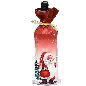 

Christmas Wine Bottle Bag Holiday Santa Claus Champagne Bottle Cover Xmas New Year Festival Party Table Decor