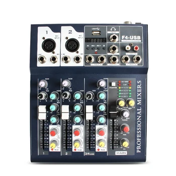 

4 Channel Bluetooth Digital USB Cable DJ Audio Mixer Sound Board Console Connectable Microphone Mixing Station Controller