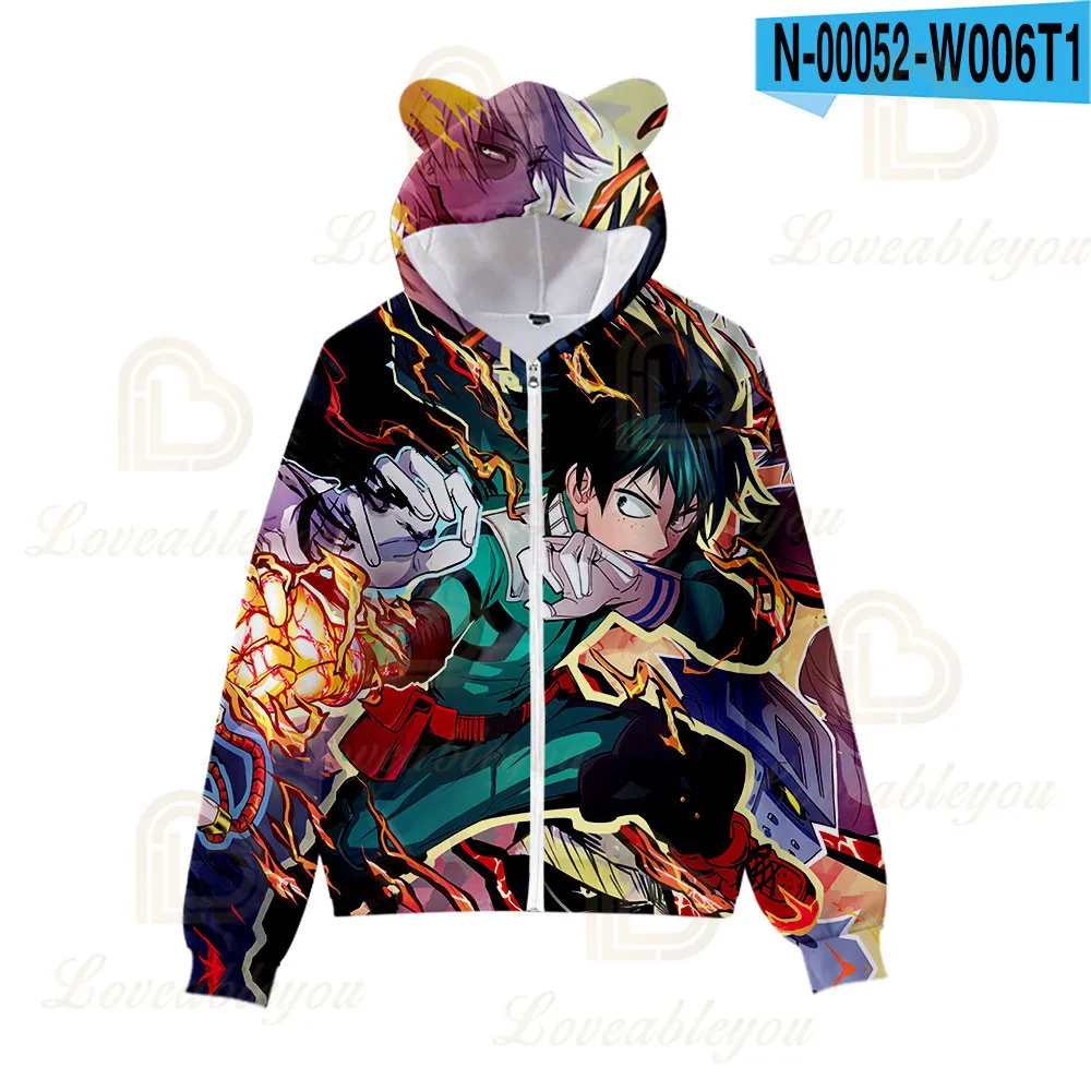 

Animation My Hero Academia Cosplay Hoodie for Girls Kids Zipper Up Hooded Casual Hoodie Anime Costume Thin Jacket