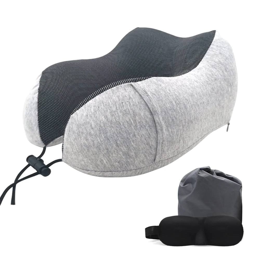 grey 2 Solid Neck Cervical Healthcare Bedding Pillows Memory Foam Neck Pillows Soft Slow Rebound Space Travel Pillow U Shaped Pillow - Цвет: grey 2
